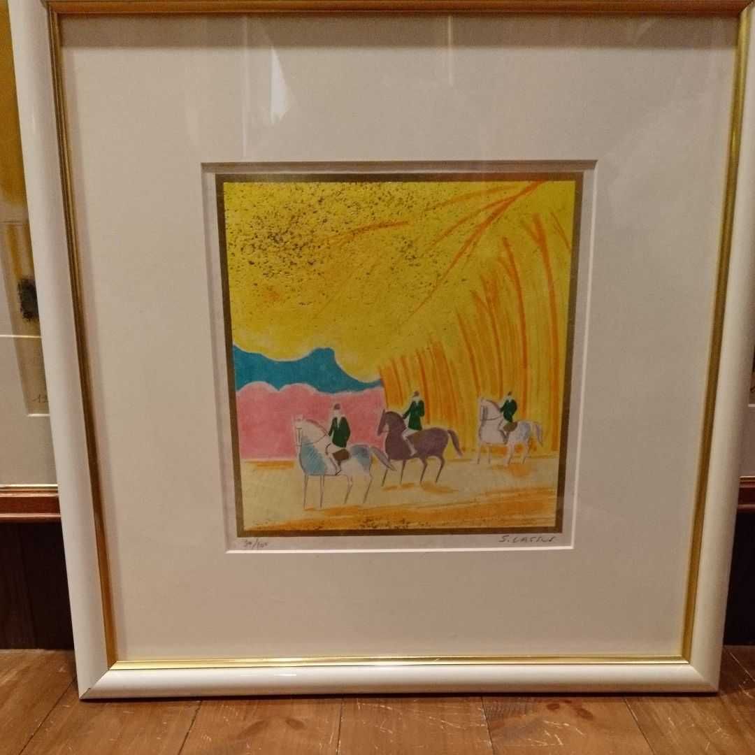 馬 絵画 ラシス 額装 リトグラフ