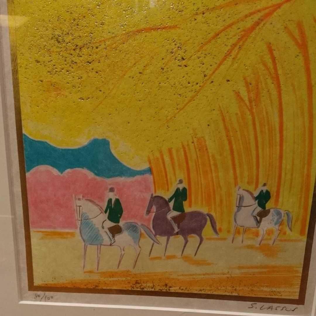 馬 絵画 ラシス 額装 リトグラフ