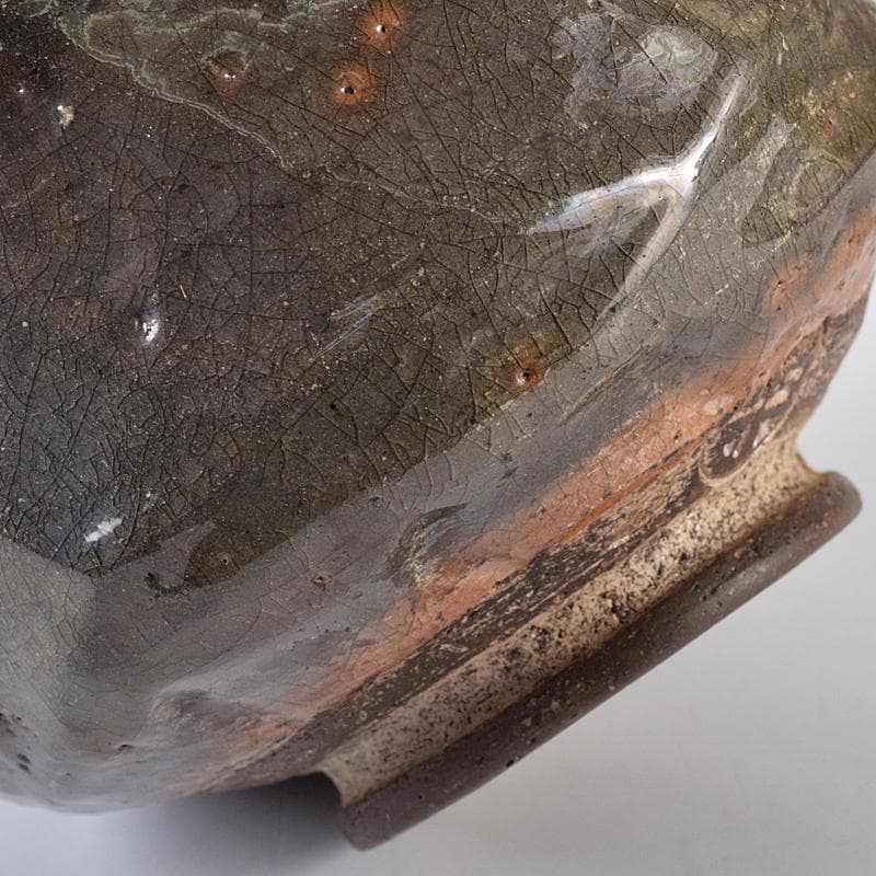 茶道具　京焼　秀楽造　赤楽筒茶碗　共箱　V　R8030