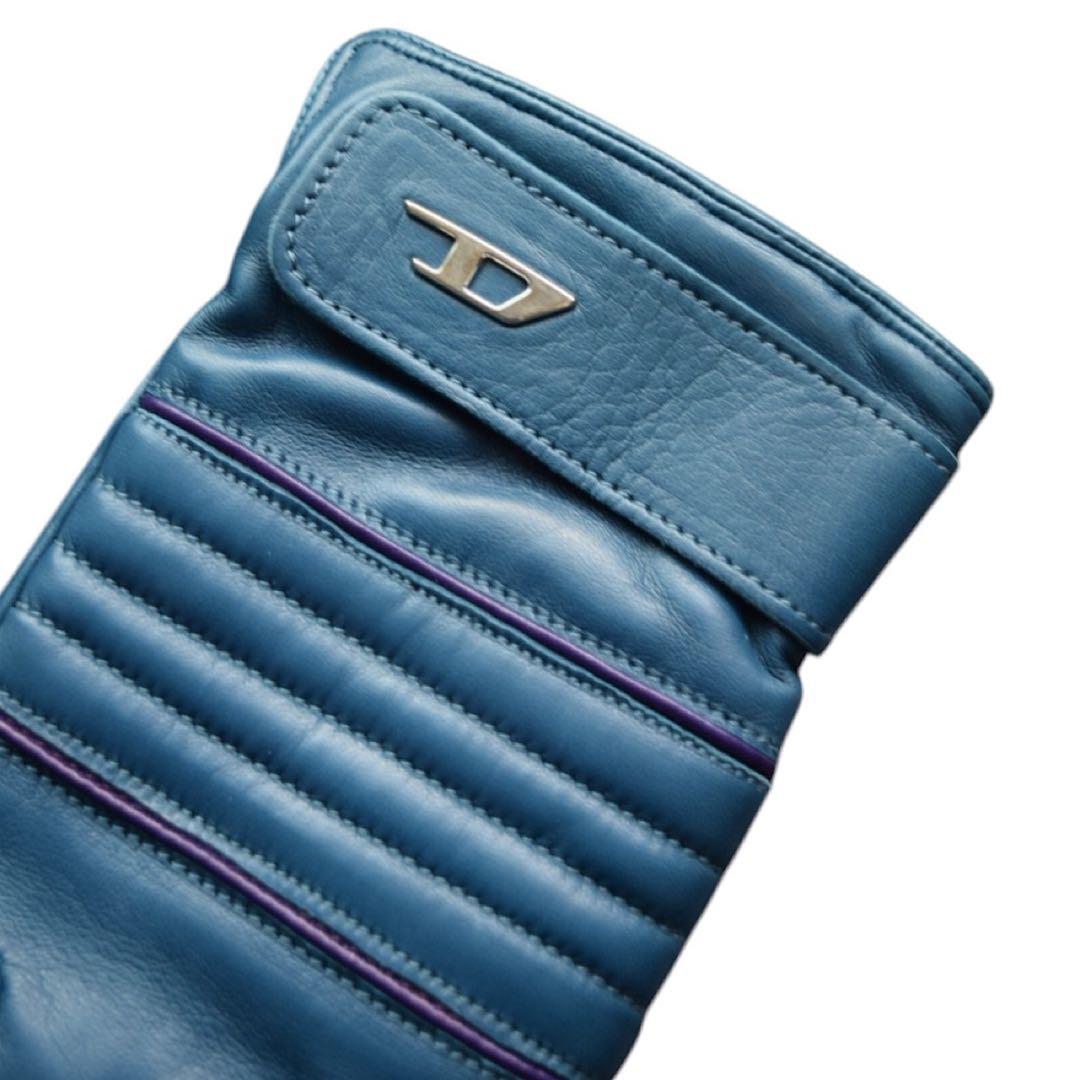 DIESEL オーバルディー ロゴプレート レザー グローブ