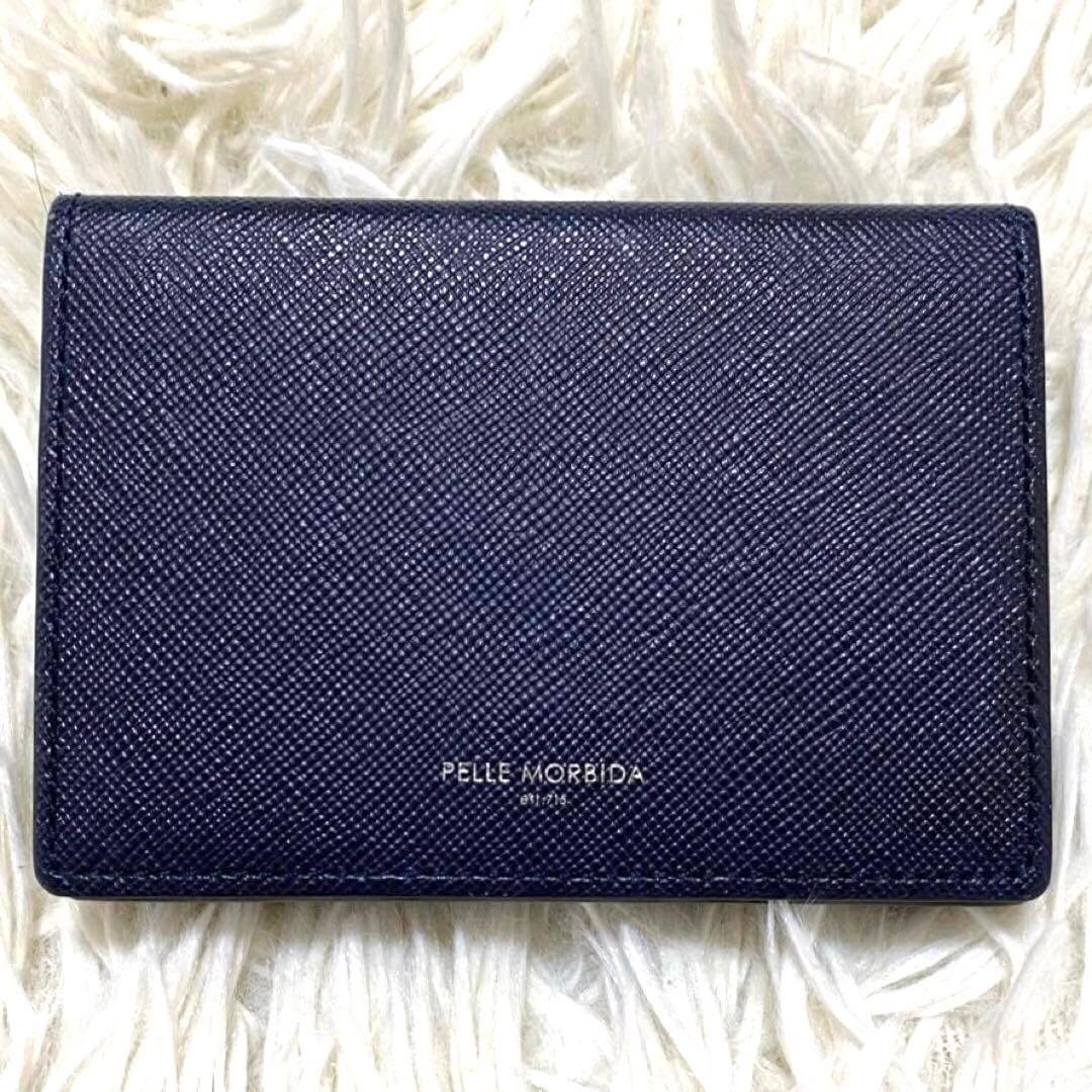 【未使用級✨】ペッレモルビダ 三つ折り財布 サフィアーノレザー ネイビー