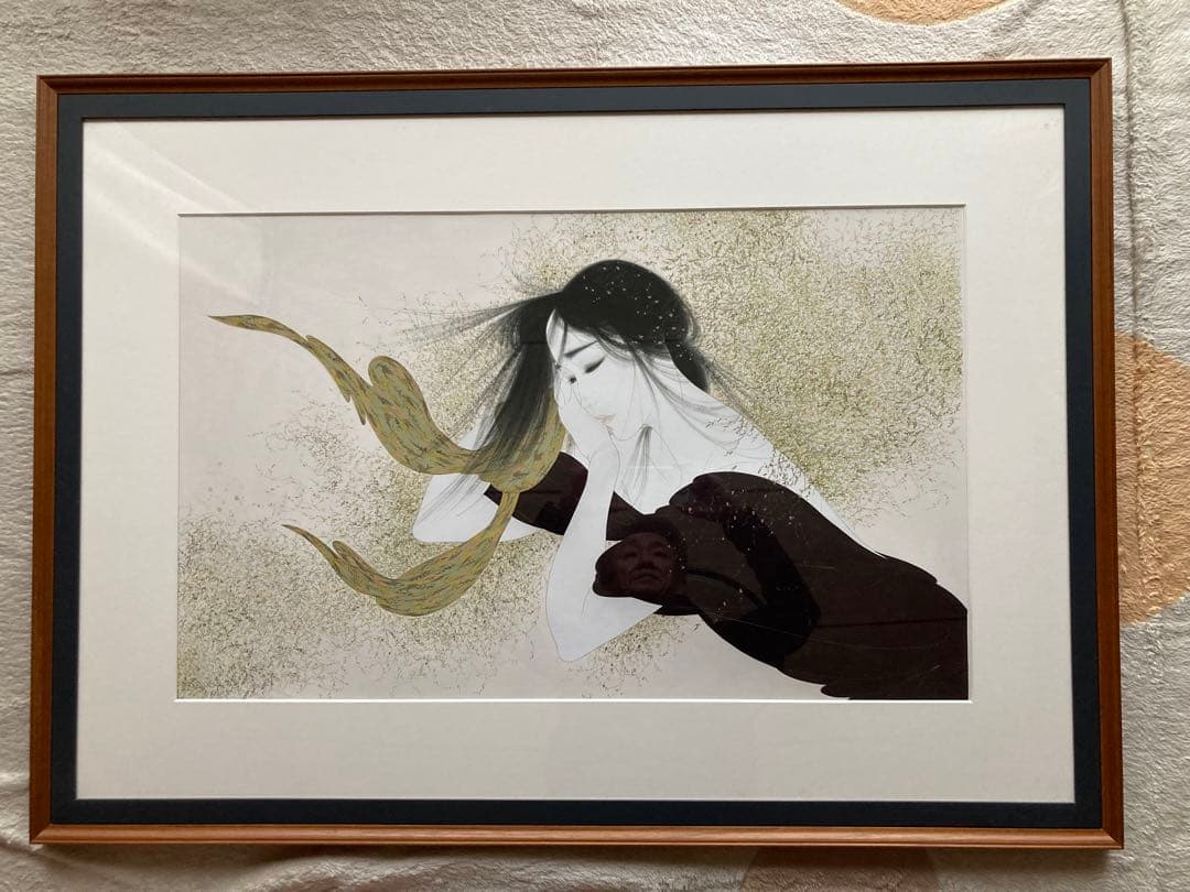 中島潔 「名古屋の女」 直筆水彩画 真作保証