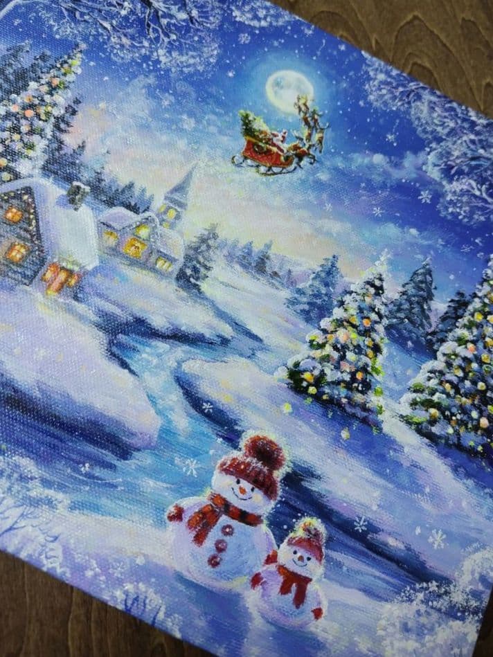 R*U様 【夜空を見上げて】アクリル画 F3 風景画 絵画