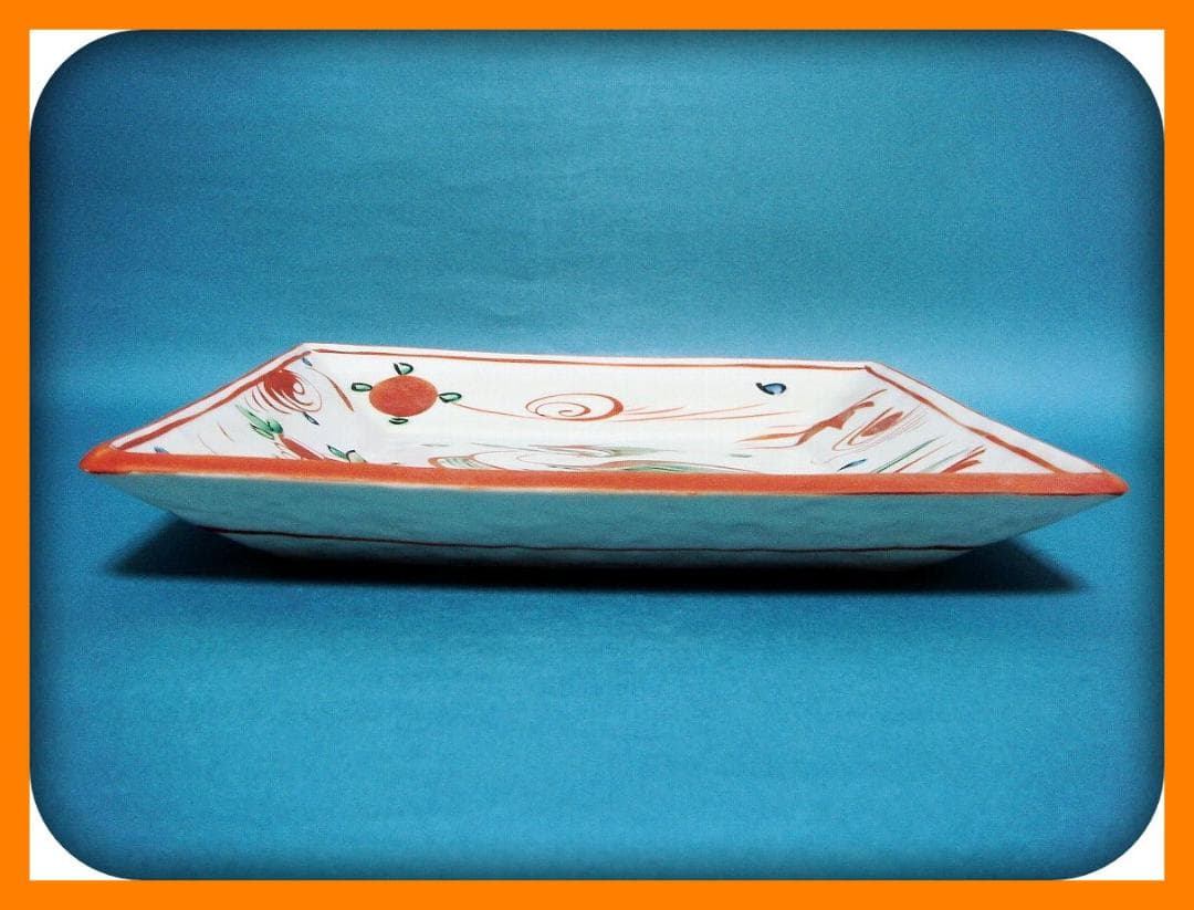 778『呉須赤絵 鳳凰 角皿』　/骨董品 古美術 古玩 アンティーク