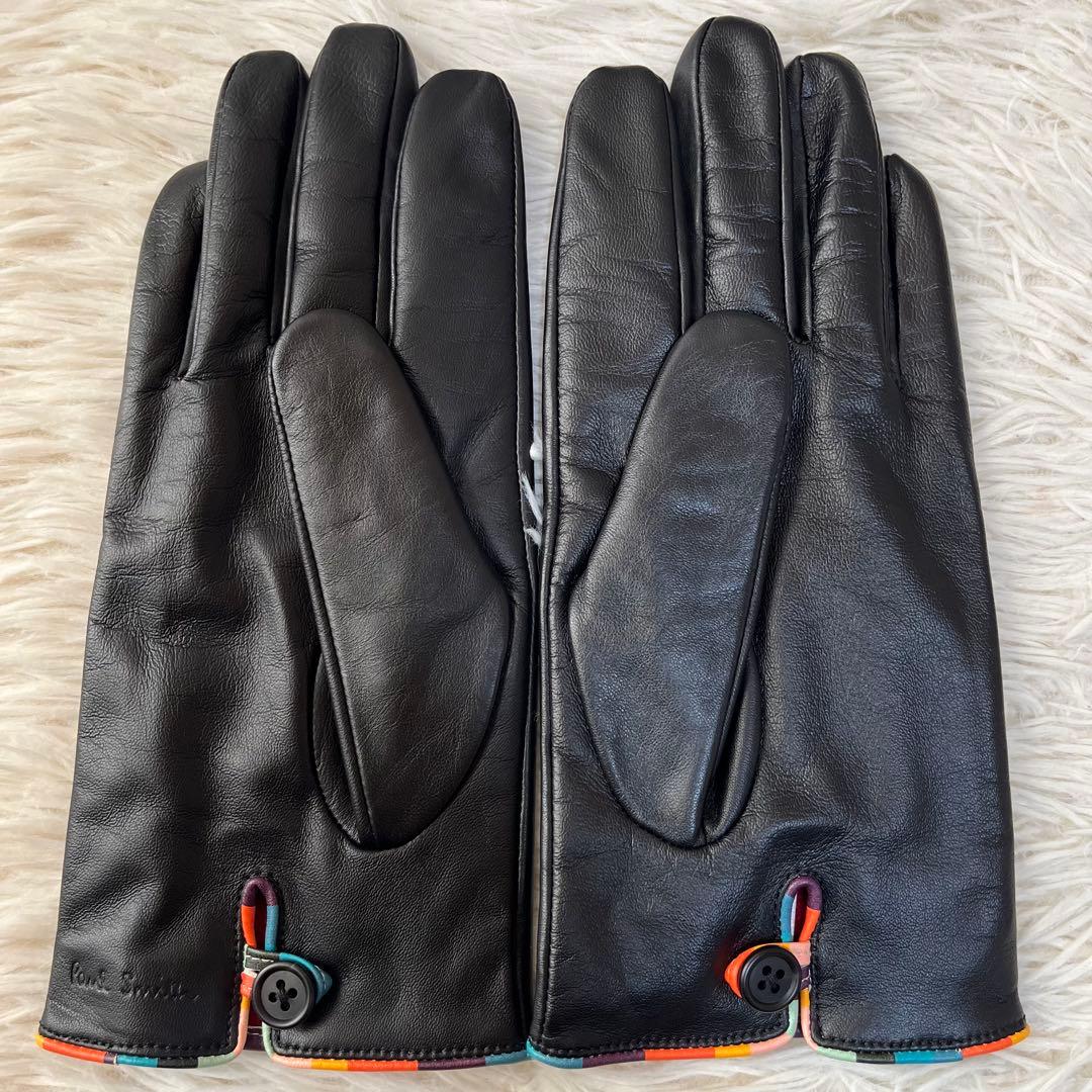【新品未使用】ポールスミス　アーティストストライプ パイピング レザーグローブ