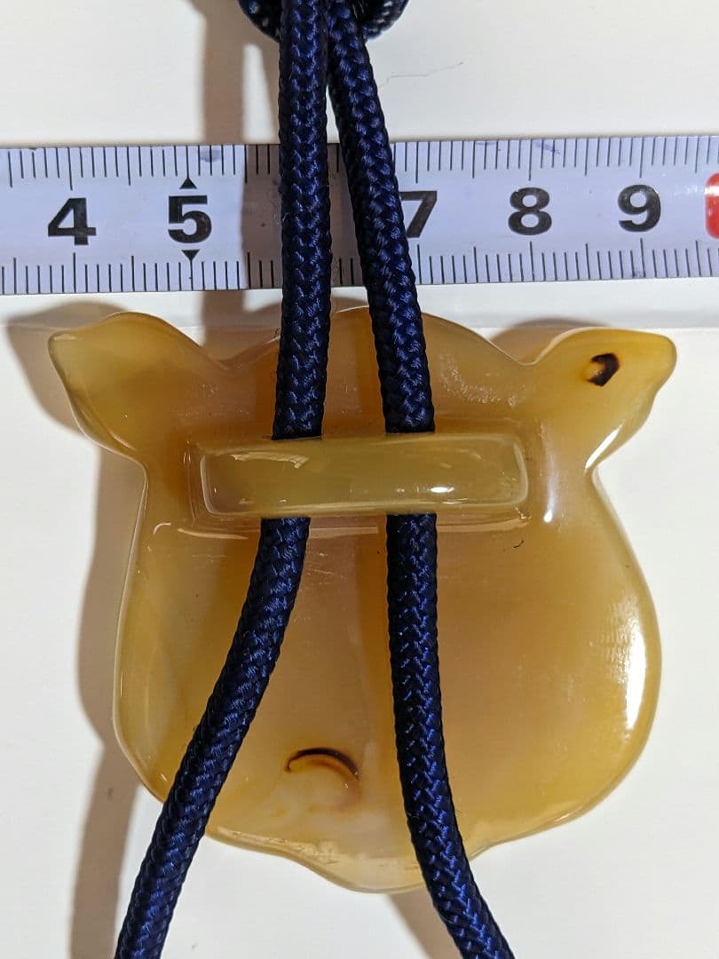 ♦天然石 古作 ヴィンテージ 手彫り 瑪瑙 寅 ループタイ 工芸品 骨董品