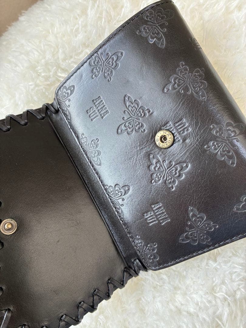 st◡̈⃝︎【新品】【希少品】ANNA SUI がま口　折り財布 ブラック