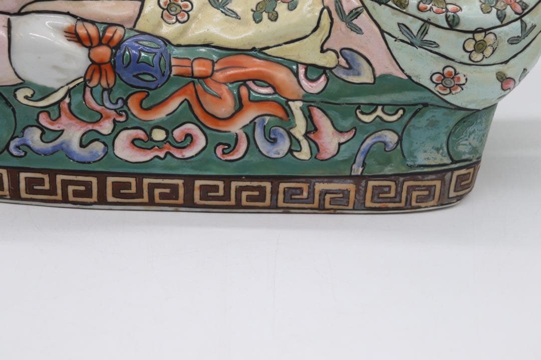 中国　粉彩赤ちゃん型枕　大清同治年製銘　送料込み0426