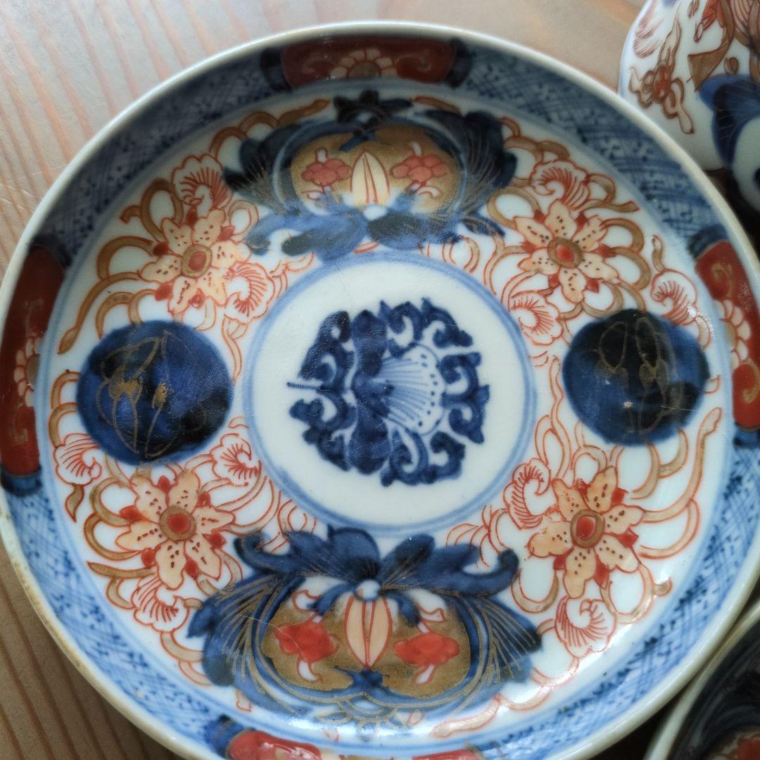 古伊万里　富喜長春蕎麦猪口と小皿　アンティーク