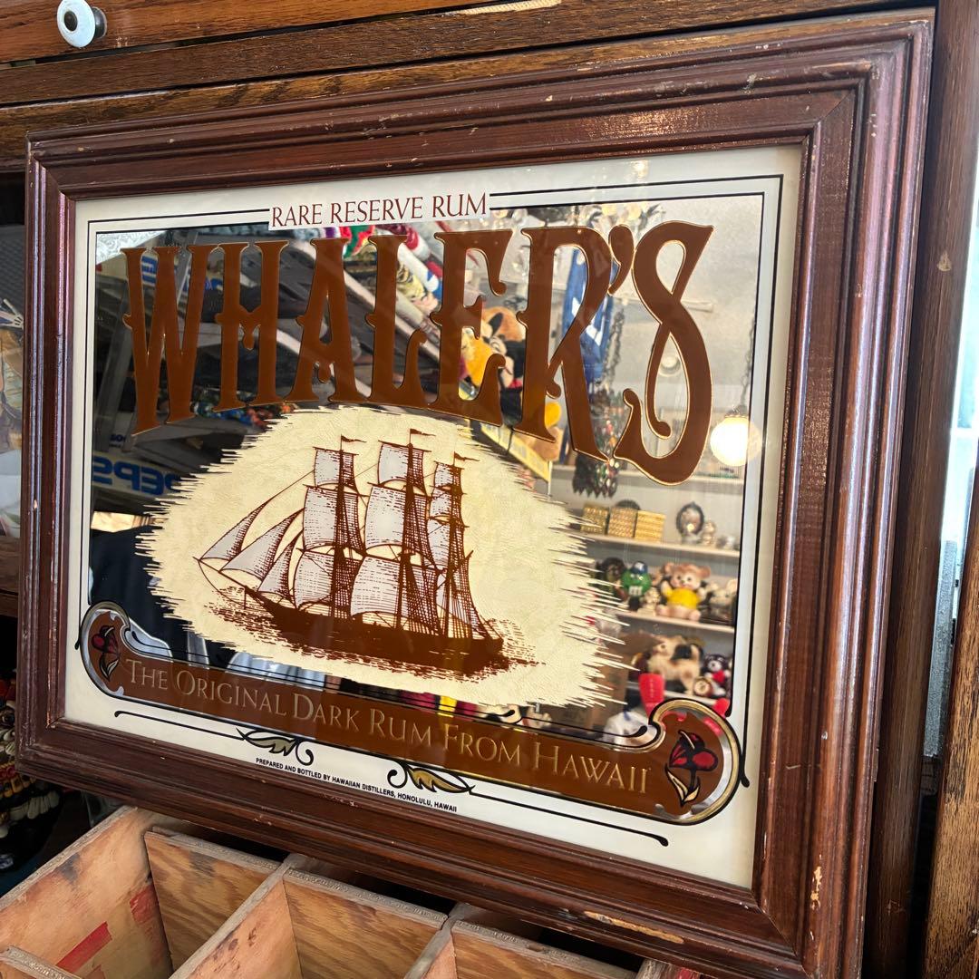 貴重！WHALER'S アメリカアンティーク　パブミラー鏡USAアドバタイジング