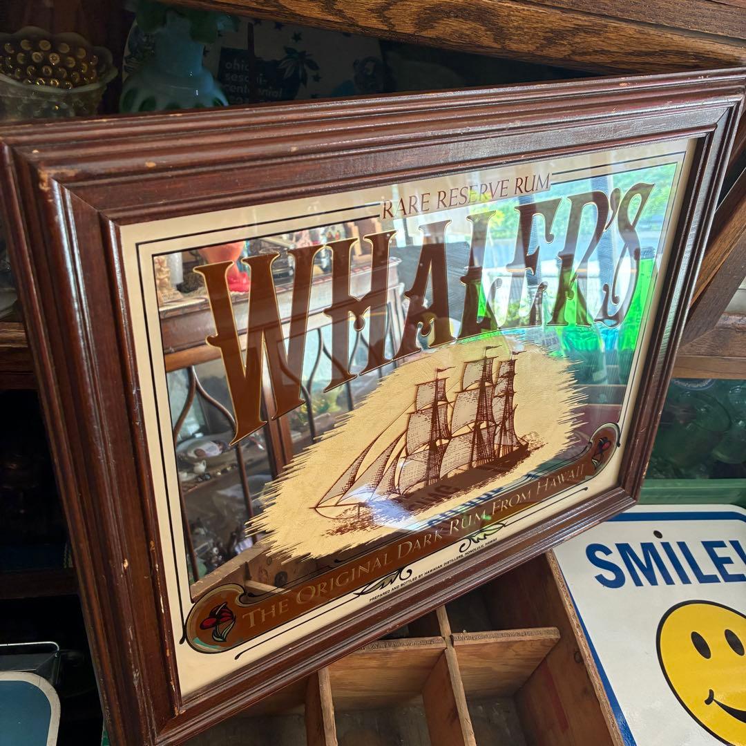 貴重！WHALER'S アメリカアンティーク　パブミラー鏡USAアドバタイジング