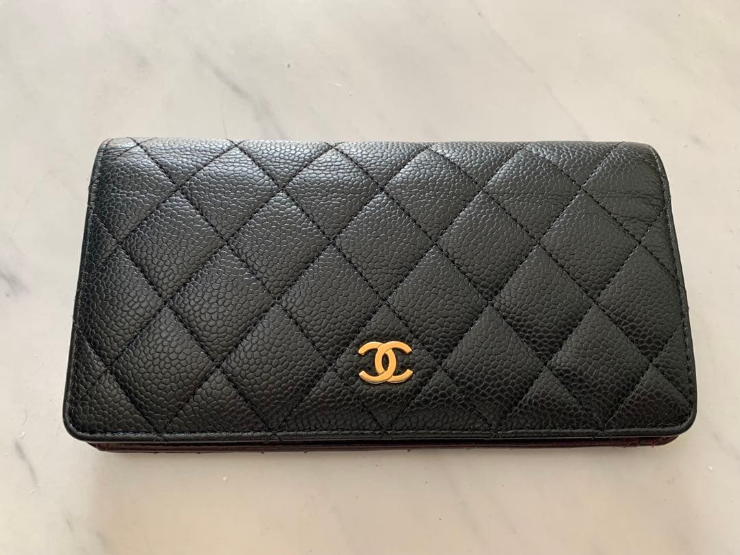 【Paper】 CHANEL キャビアスキン2つ折り長財布／美品