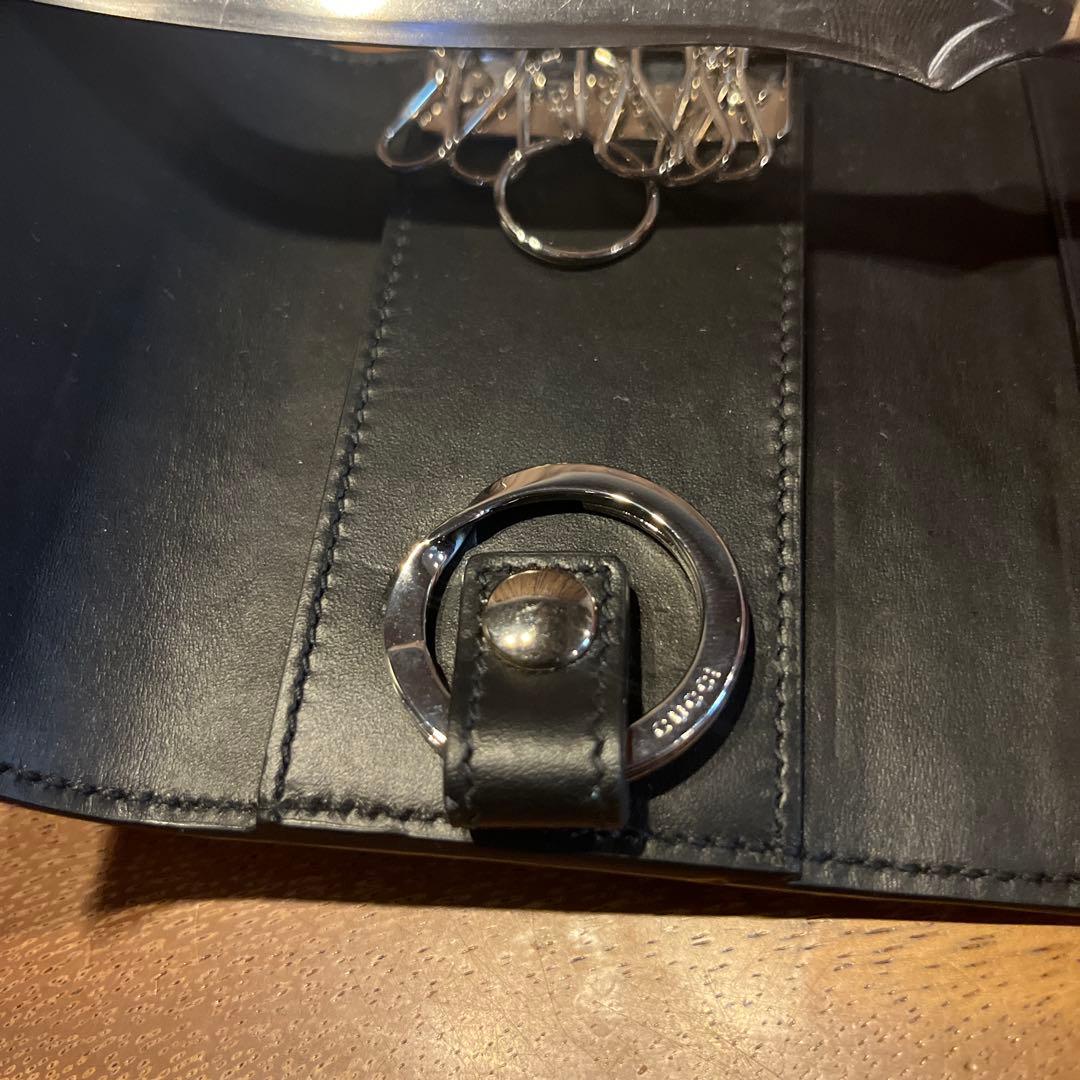 【超美品】GUCCI ６連キーケース　インターロッキング　GGシマレザーブラック