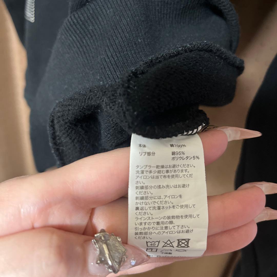 UNKNOWN LONDON パーカー 黒 十字架 クロス M ラインストーン