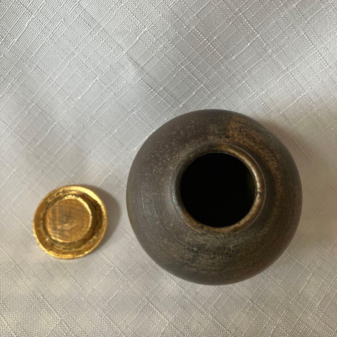 茶道具　備前焼文琳茶入　木村陶峰作