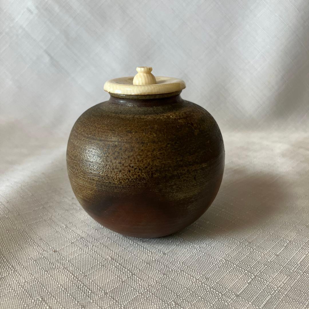 茶道具　備前焼文琳茶入　木村陶峰作