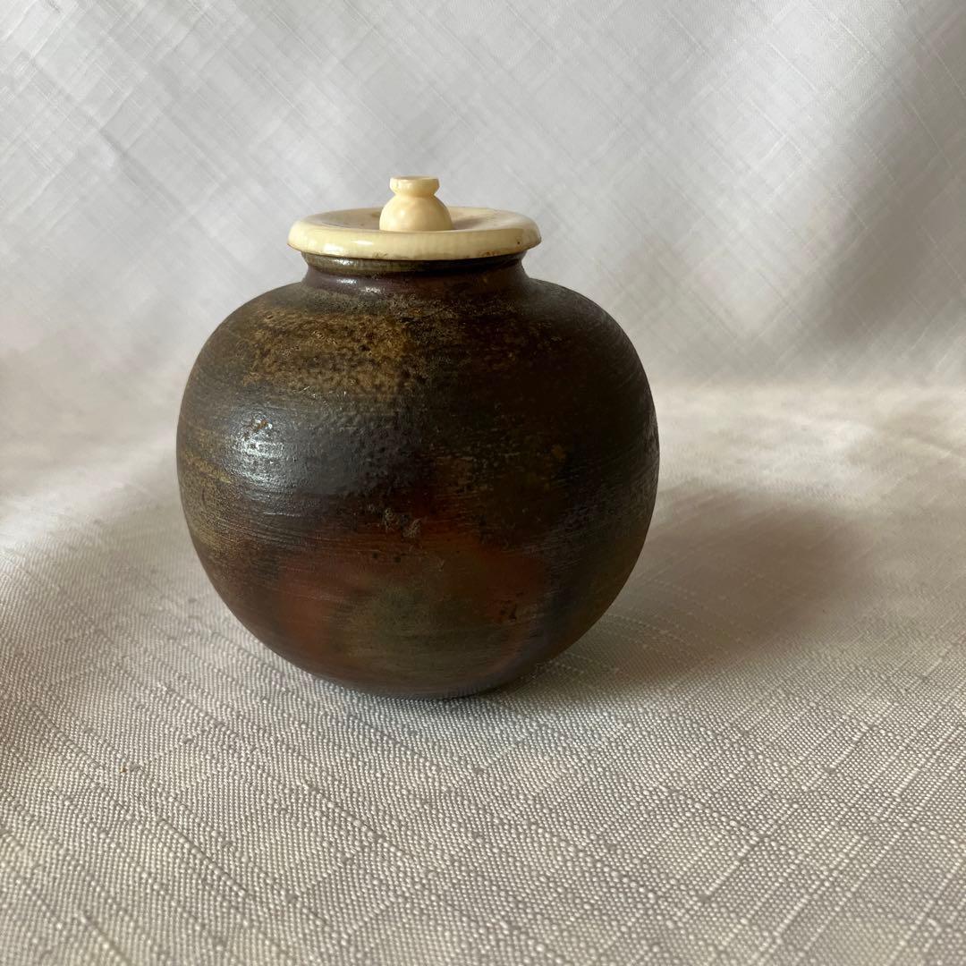 茶道具　備前焼文琳茶入　木村陶峰作