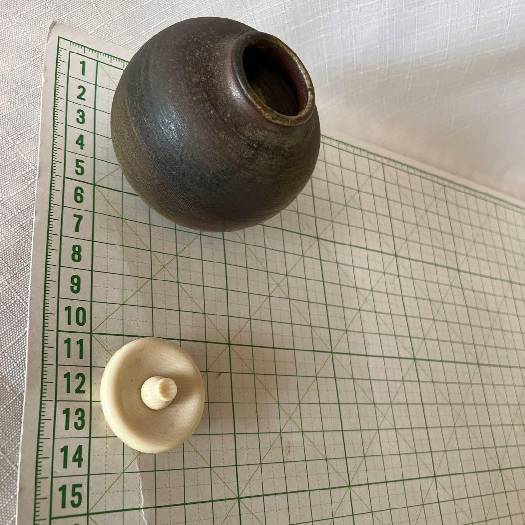 茶道具　備前焼文琳茶入　木村陶峰作