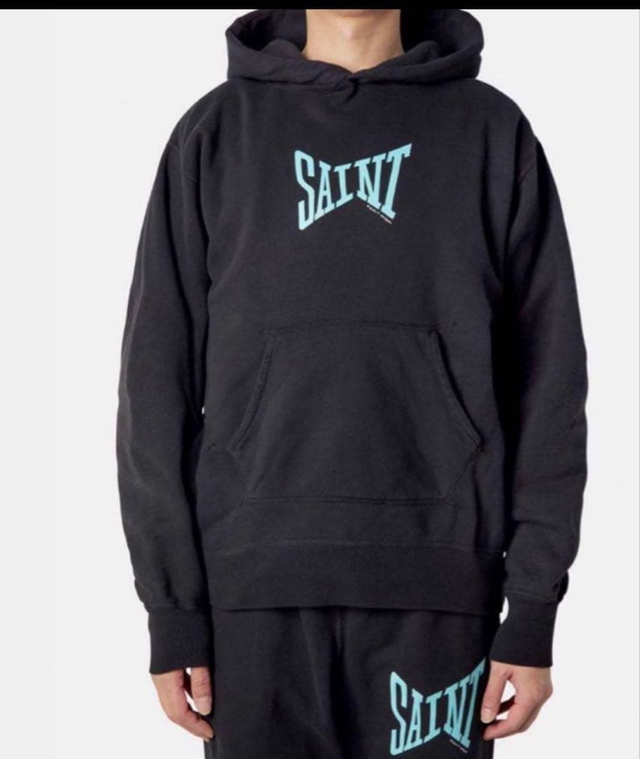 SAINT Mxxxxxx ロゴプリントプルオーバーパーカー メンズ L