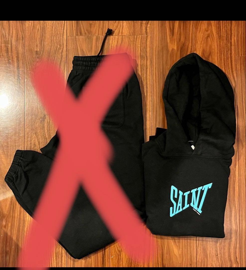 SAINT Mxxxxxx ロゴプリントプルオーバーパーカー メンズ L
