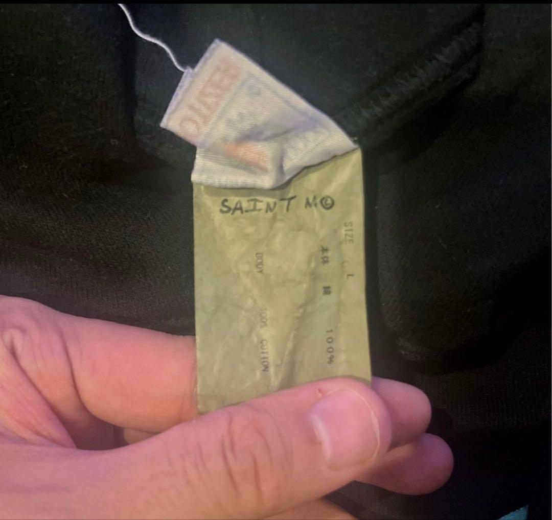 SAINT Mxxxxxx ロゴプリントプルオーバーパーカー メンズ L