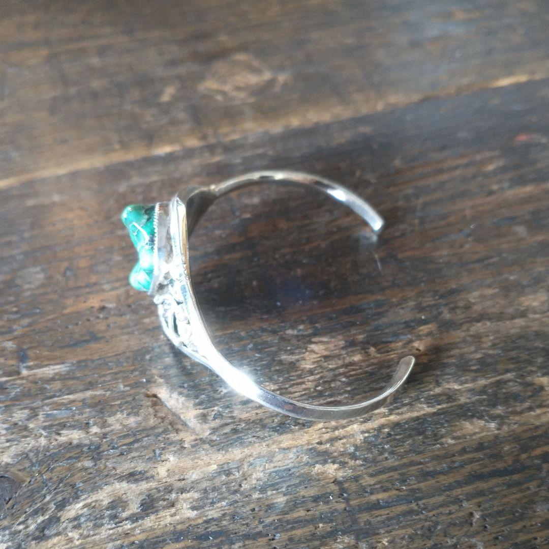 インディアンジュエリー　ターコイズシルバーバングル STERLING 刻印有