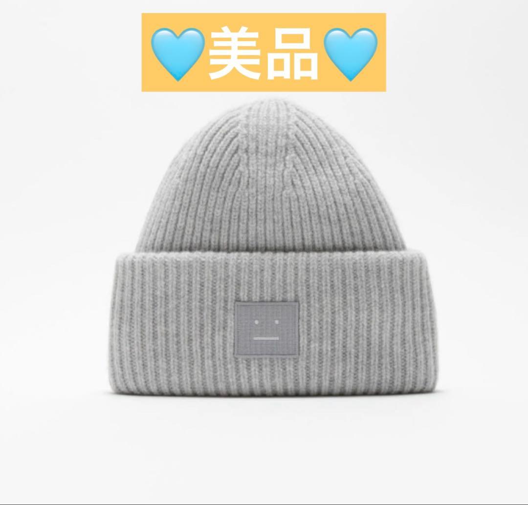美品♡Acne Studios ラージFACEロゴビーニー　ニット帽