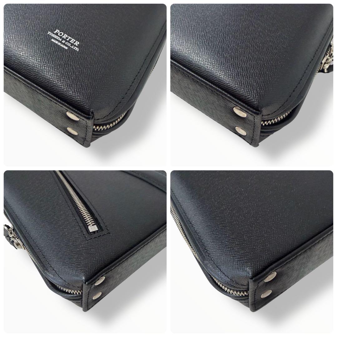 美品 PORTER アベニュー レザー ブリーフケース ビジネスバッグ ブラック