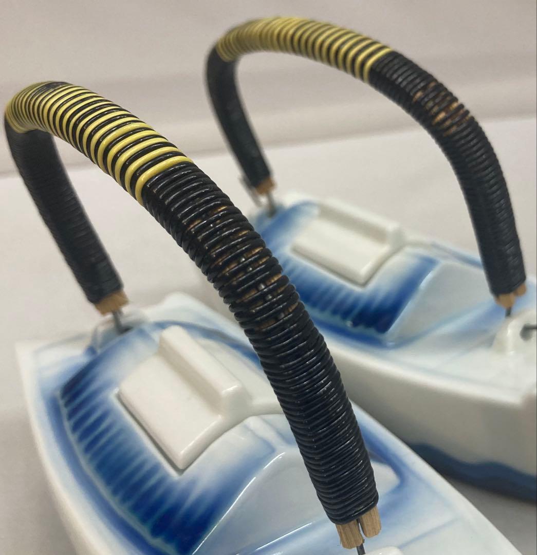 B294s「船形　酒器」一対　肥前 福泉造　共箱　銚子　懐石道具　茶道具