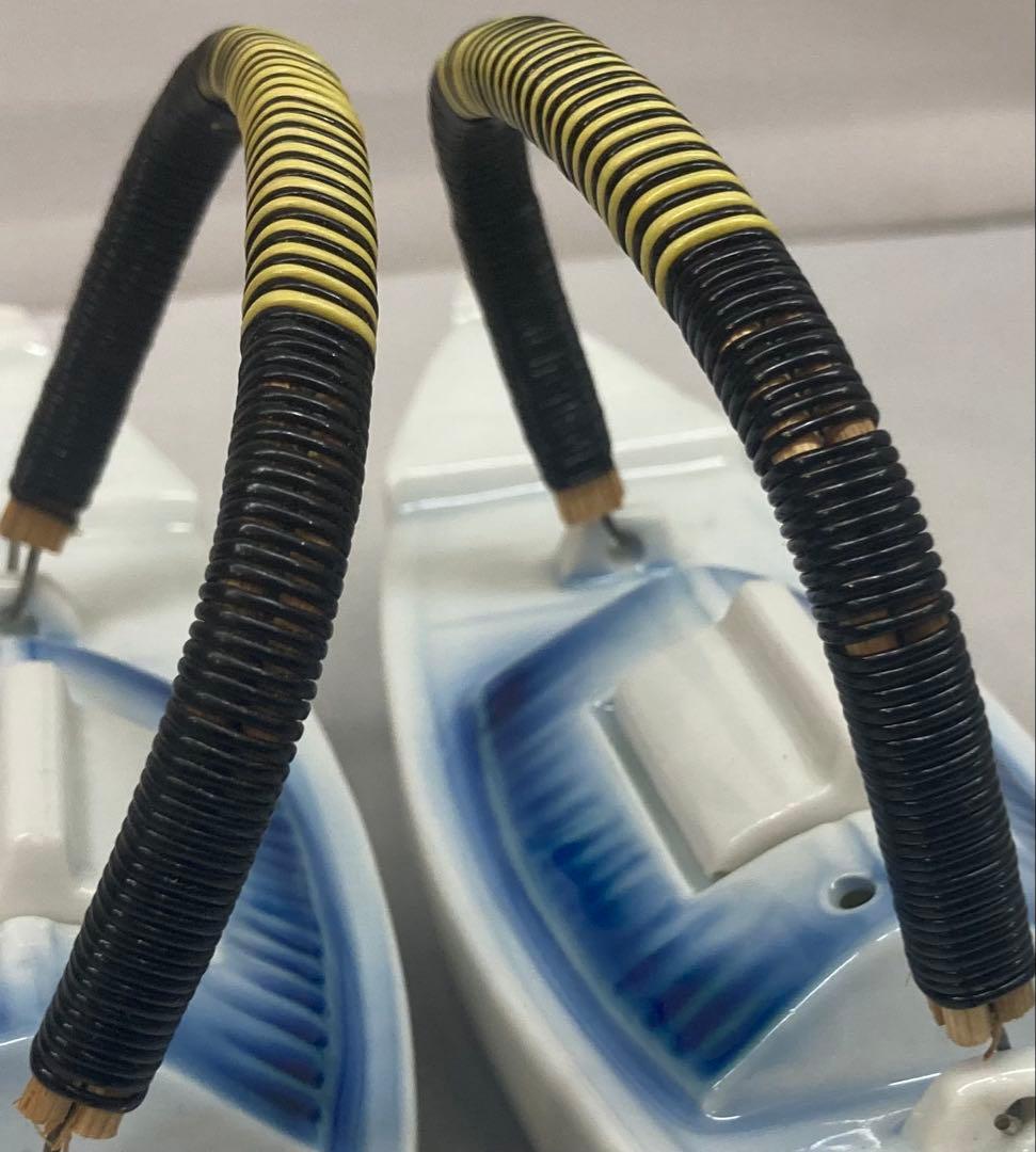 B294s「船形　酒器」一対　肥前 福泉造　共箱　銚子　懐石道具　茶道具