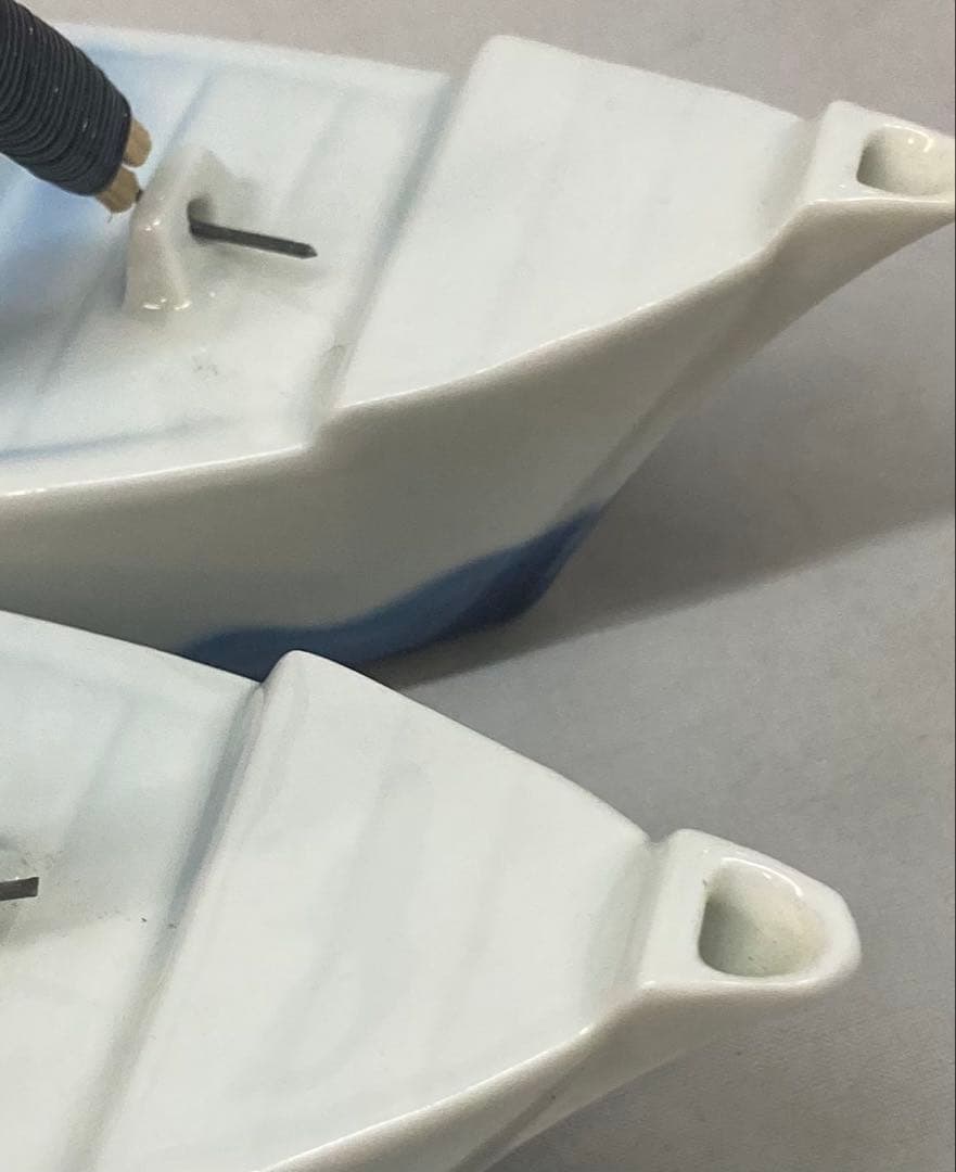 B294s「船形　酒器」一対　肥前 福泉造　共箱　銚子　懐石道具　茶道具