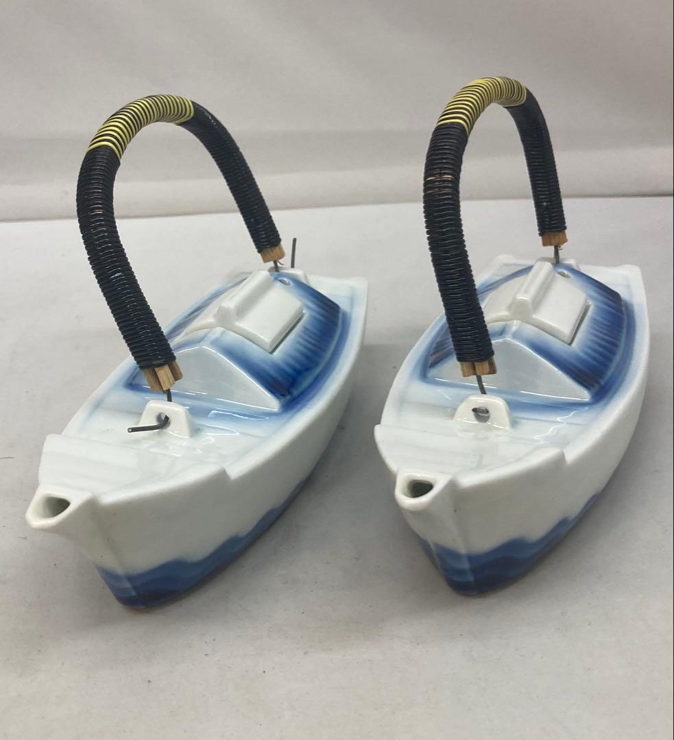 B294s「船形　酒器」一対　肥前 福泉造　共箱　銚子　懐石道具　茶道具