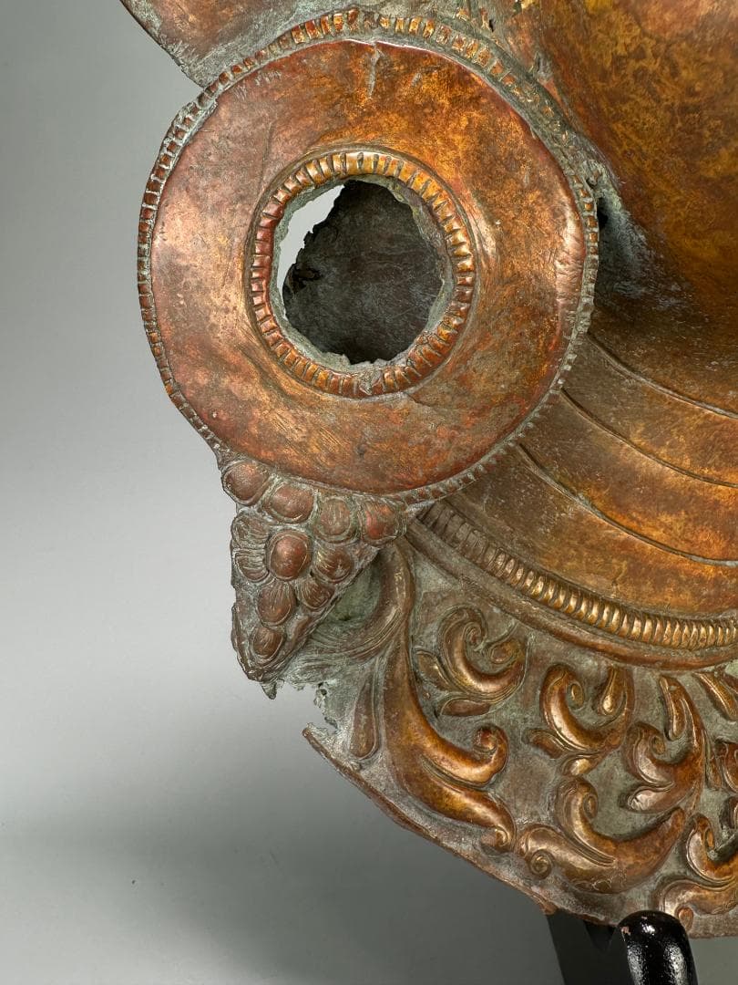 仏教美術　18世紀頃喜馬拉雅仏教　ヒマラヤ銅製面具　ヴァラーハ像　婆利迦古物保証