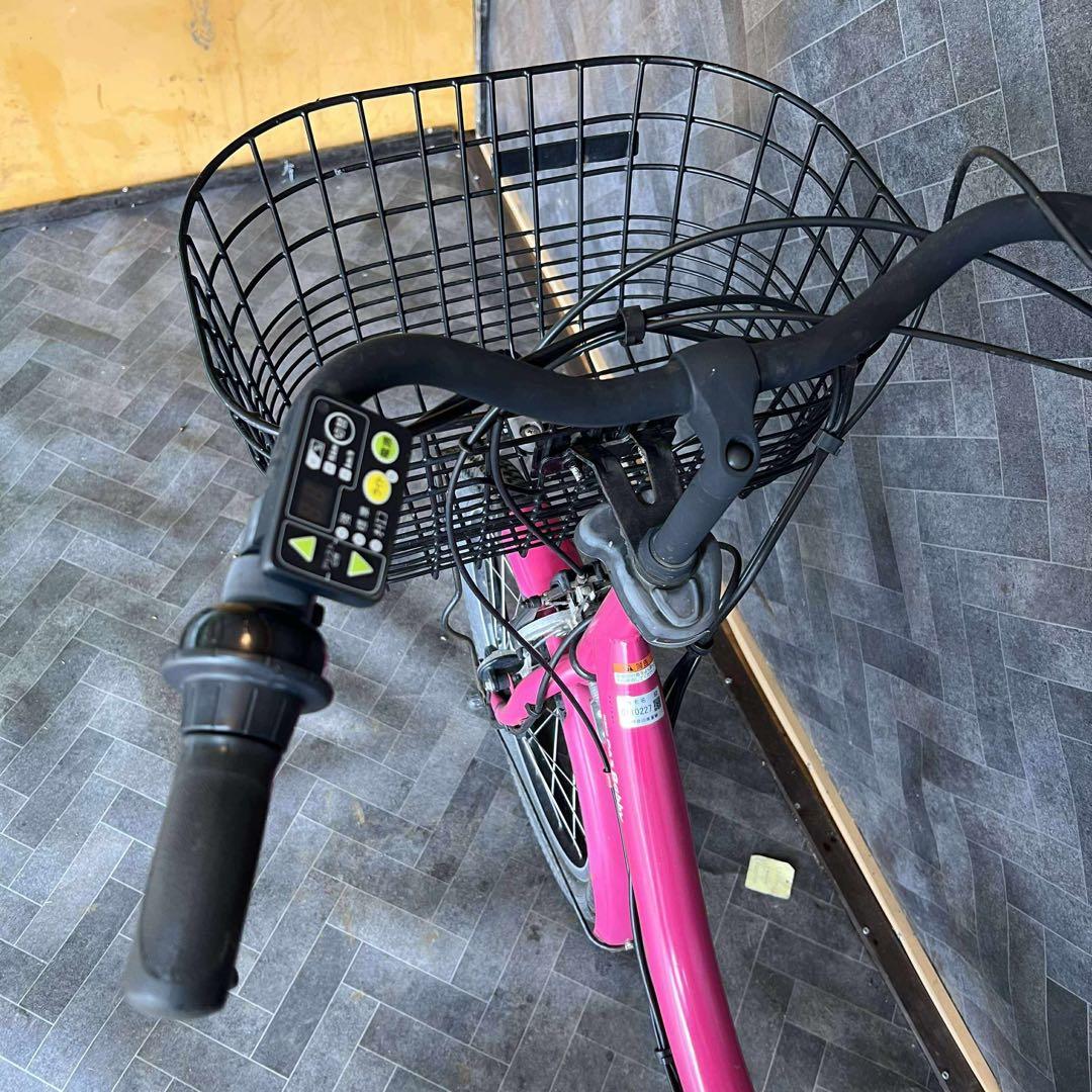 ぽむぽむピンク 電動アシスト自転車 前バスケット付き