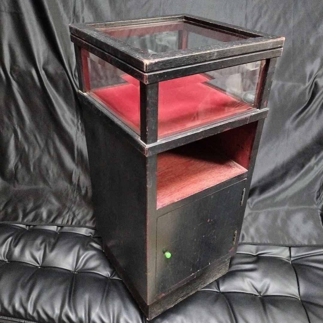 アンティーク ショーケース カットガラス 昭和レトロ 宝飾品ケース 木製