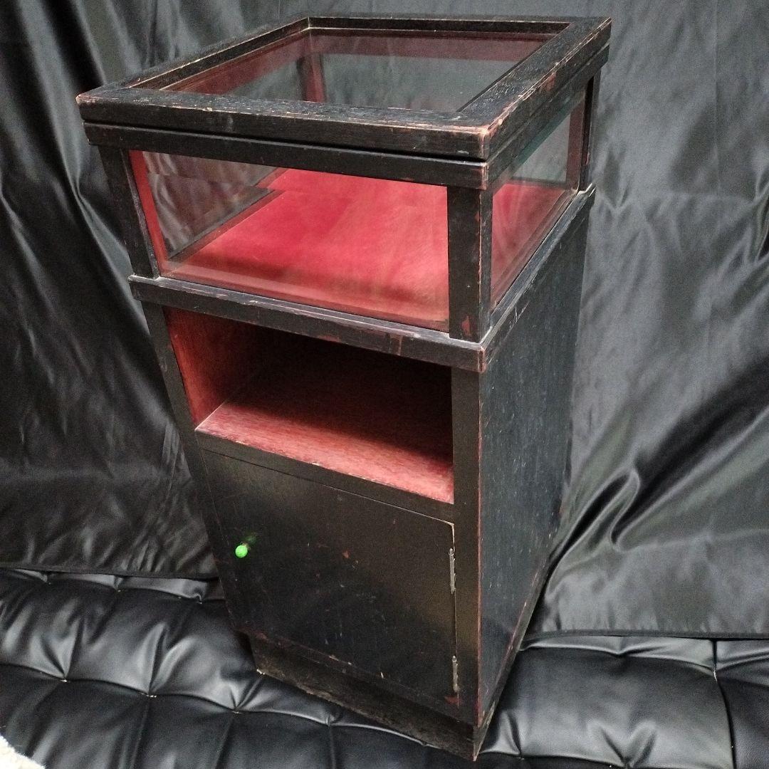 アンティーク ショーケース カットガラス 昭和レトロ 宝飾品ケース 木製