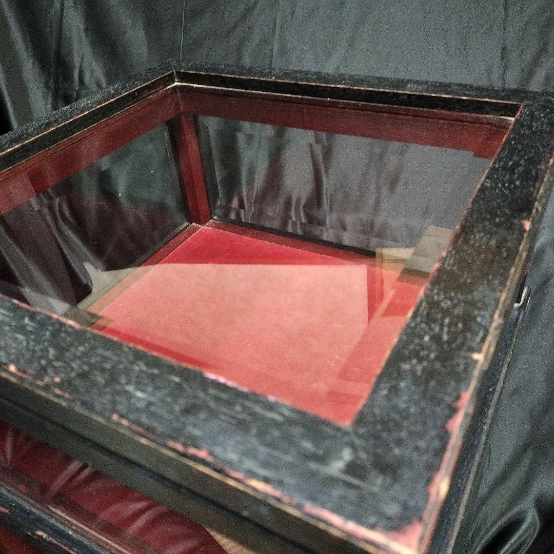 アンティーク ショーケース カットガラス 昭和レトロ 宝飾品ケース 木製