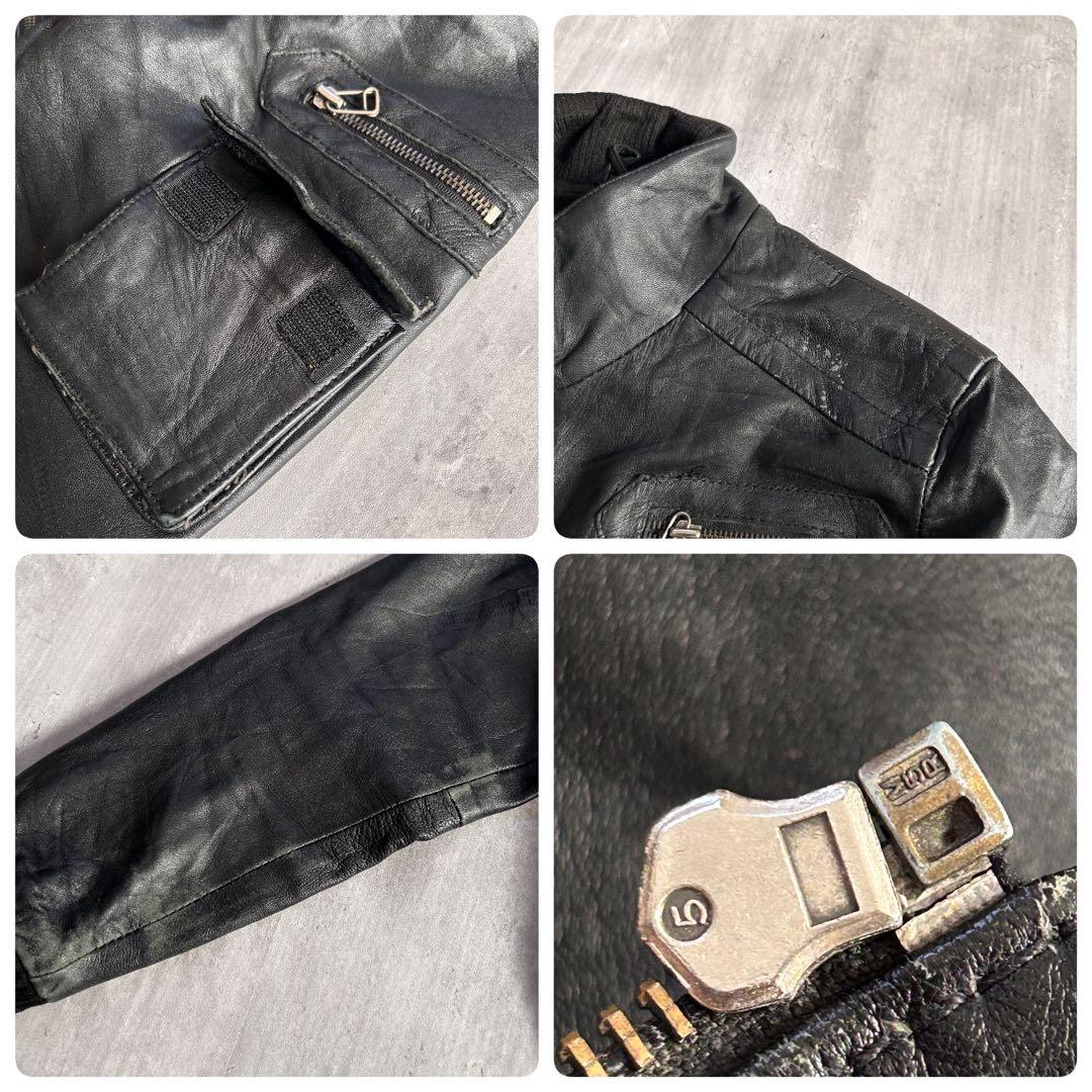 O445 Aviatrix 本革 9P ギミック レザージャケット 短丈 M 黒