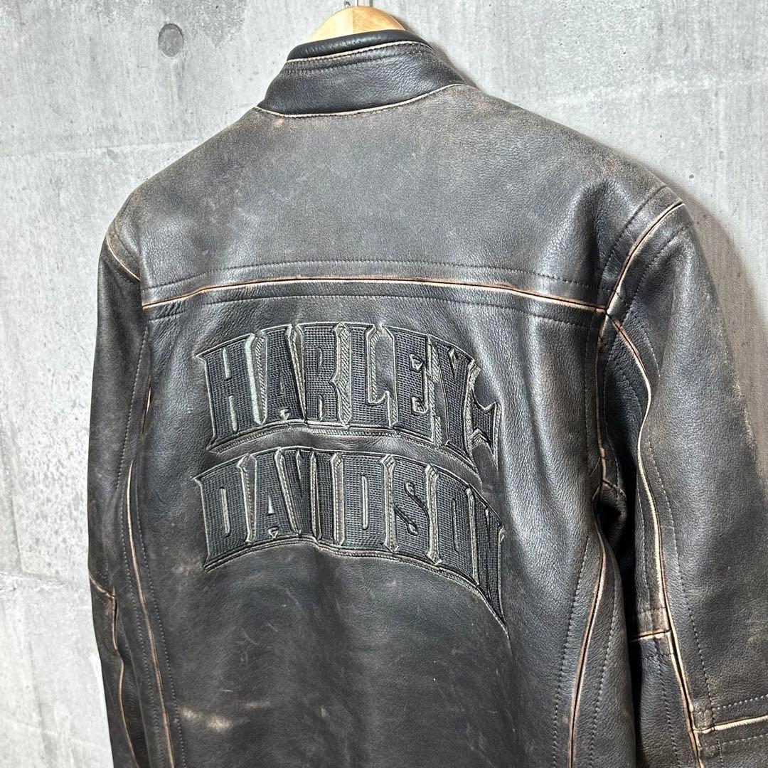 ⭐️90s⭐️ ハーレーダビッドソン　ライダースジャケット　厚手　ビッグロゴ