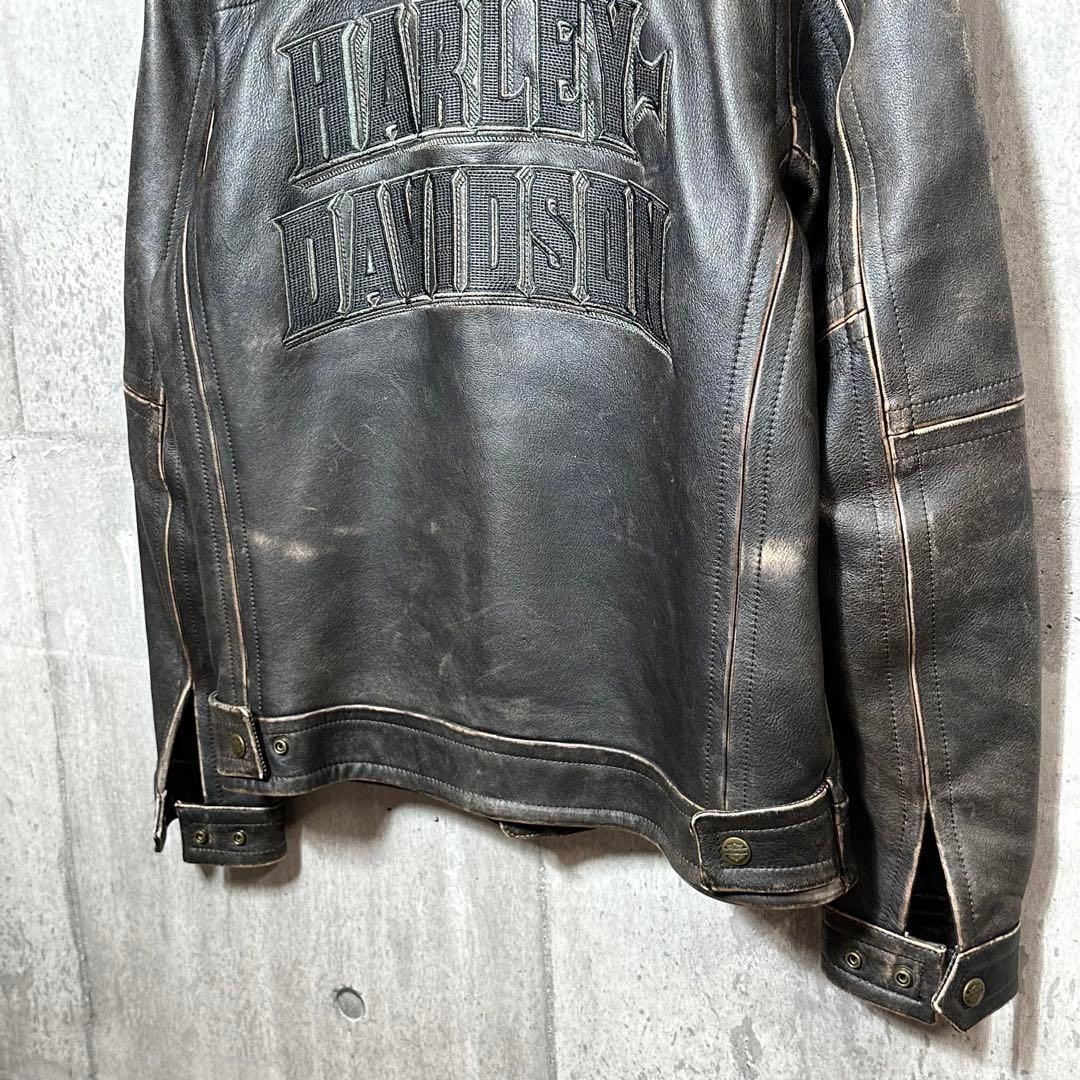 ⭐️90s⭐️ ハーレーダビッドソン　ライダースジャケット　厚手　ビッグロゴ