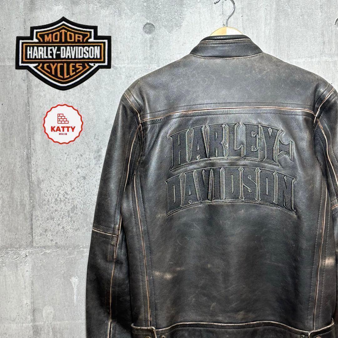 ⭐️90s⭐️ ハーレーダビッドソン　ライダースジャケット　厚手　ビッグロゴ