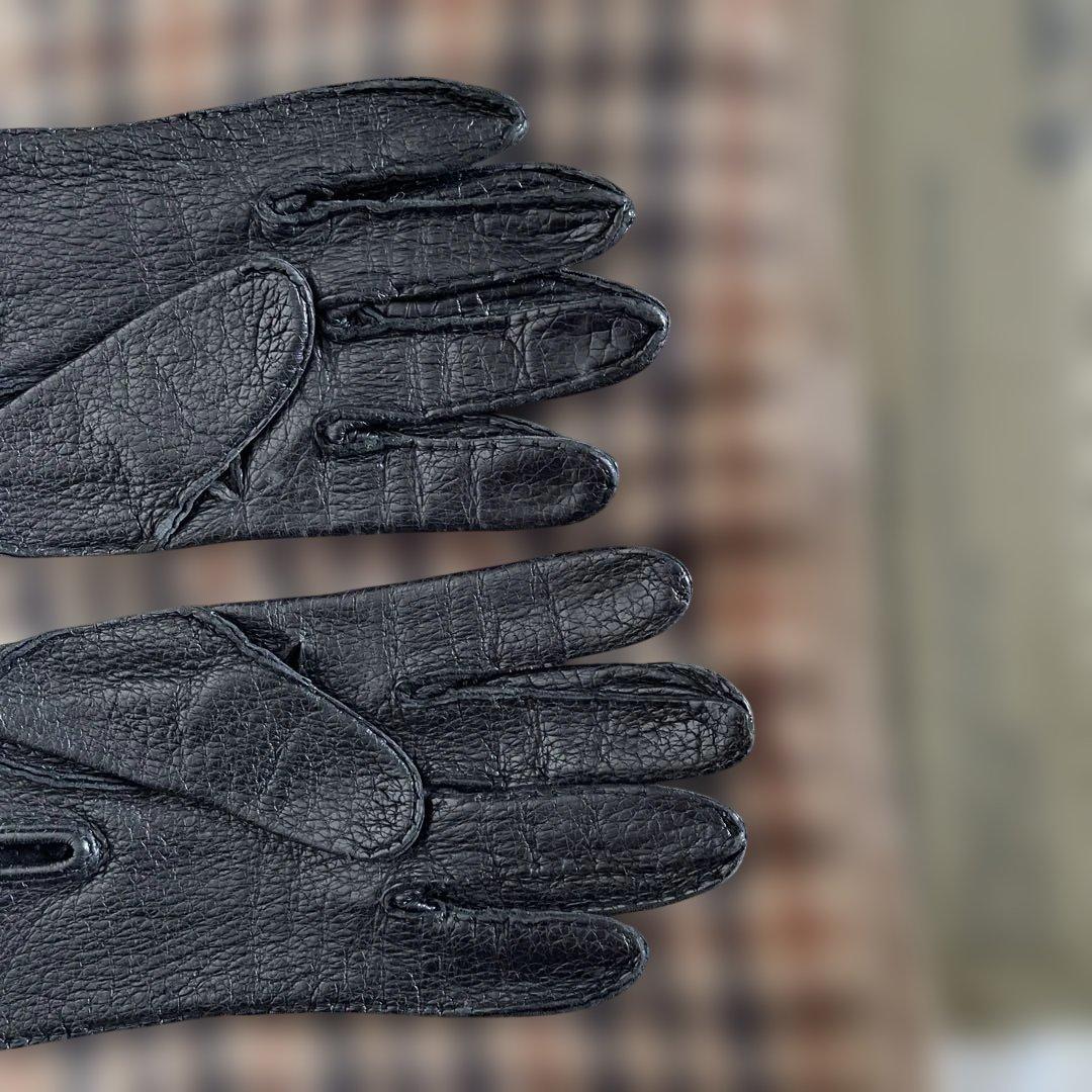 【ヴィンテージ美品】HOGSKINイングランド製/ペッカリー本革手袋ブラック