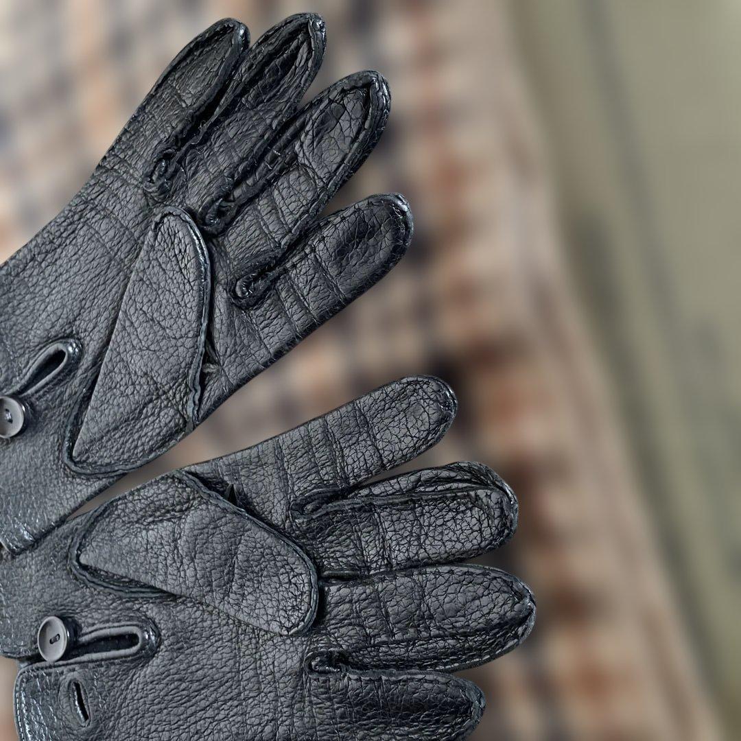 【ヴィンテージ美品】HOGSKINイングランド製/ペッカリー本革手袋ブラック