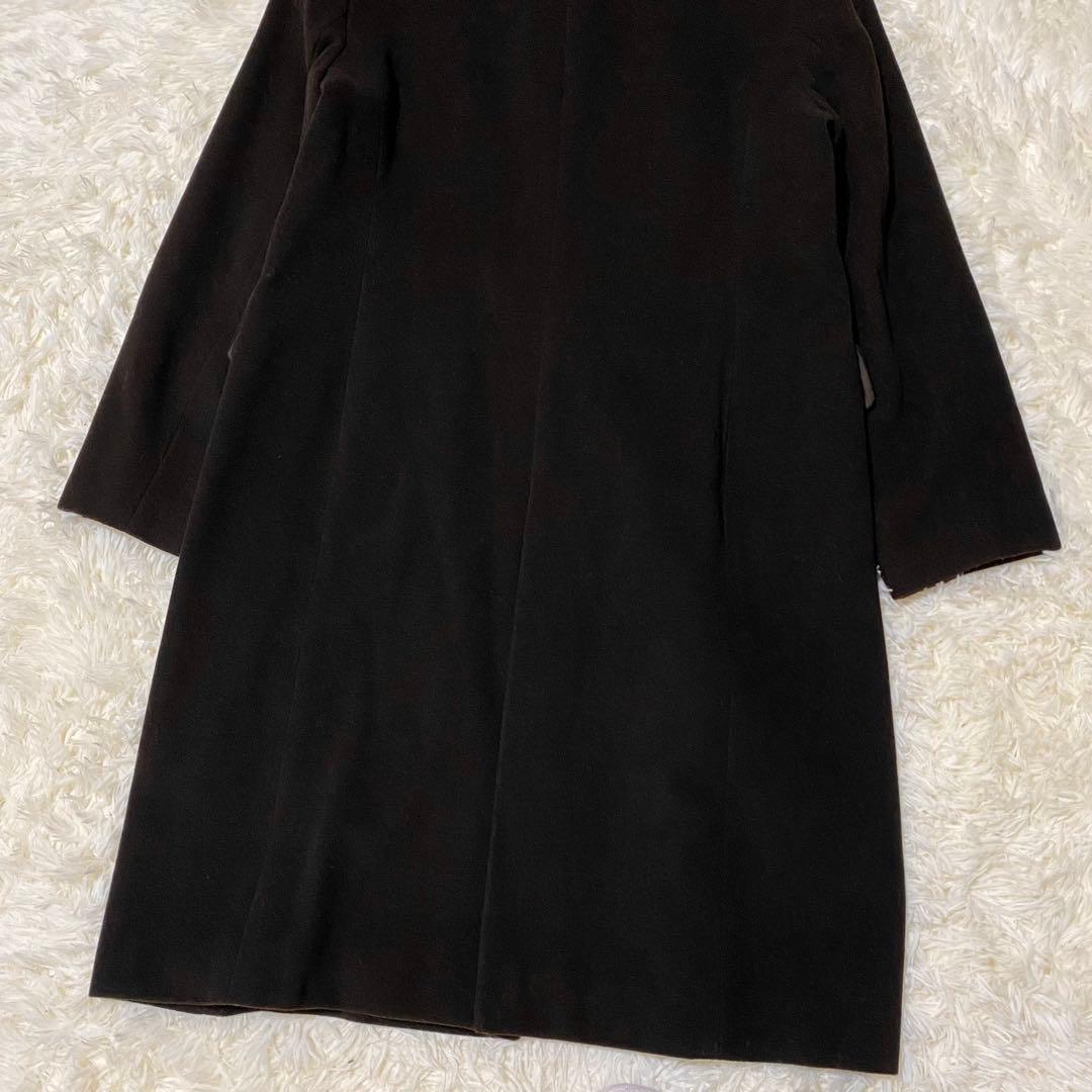 【美品】23区　ウール　ステンカラーコート　ファー付き　大きいサイズ　濃ブラウン