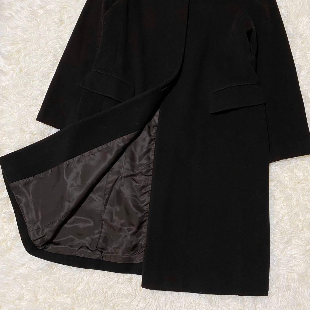 【美品】23区　ウール　ステンカラーコート　ファー付き　大きいサイズ　濃ブラウン