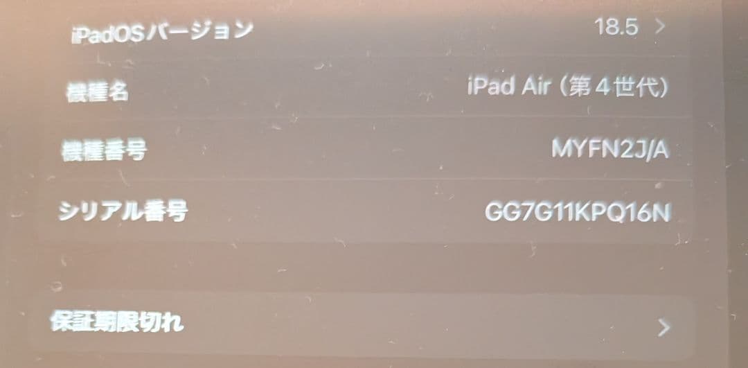 iPad Air 第4世代 (画面に線あり)