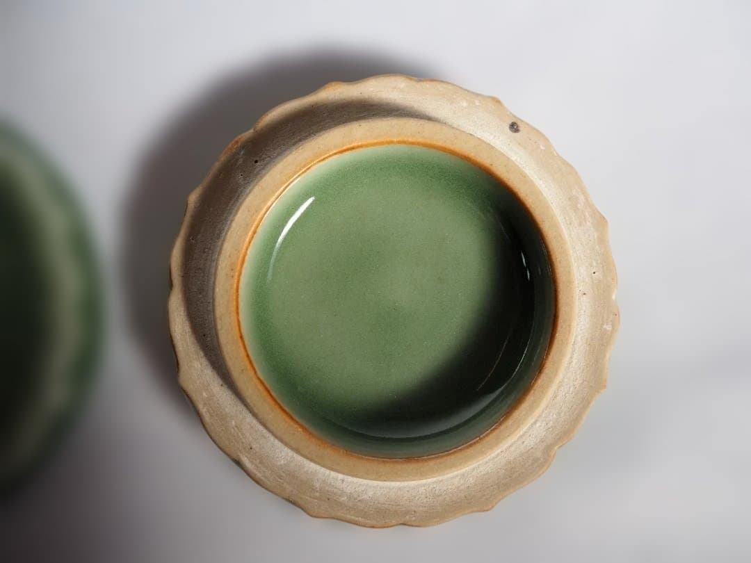 3代伊東陶山『青磁龍鏡香合』（共箱）