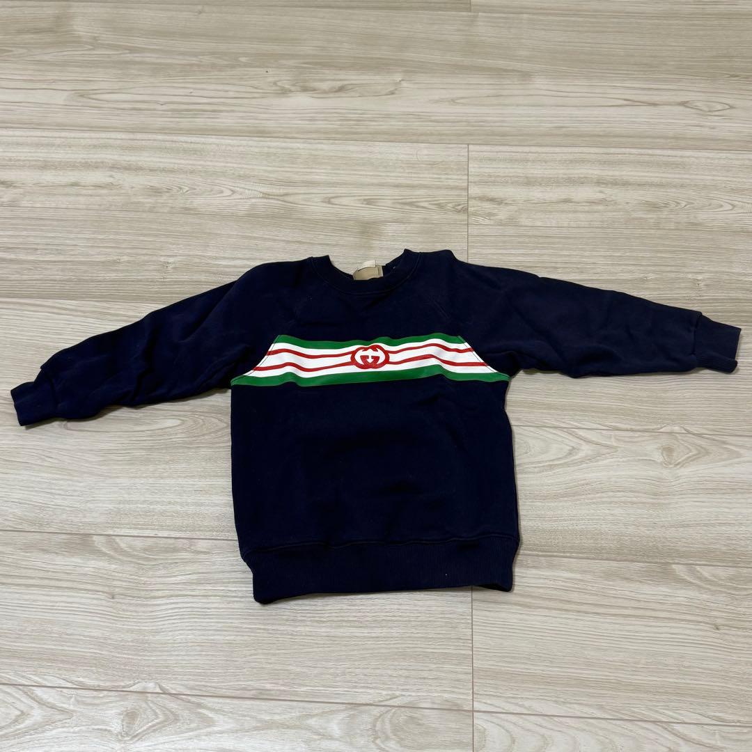 お値下げ】GUCCI グッチ ネイビー ストライプ トレーナー 100cm 美品