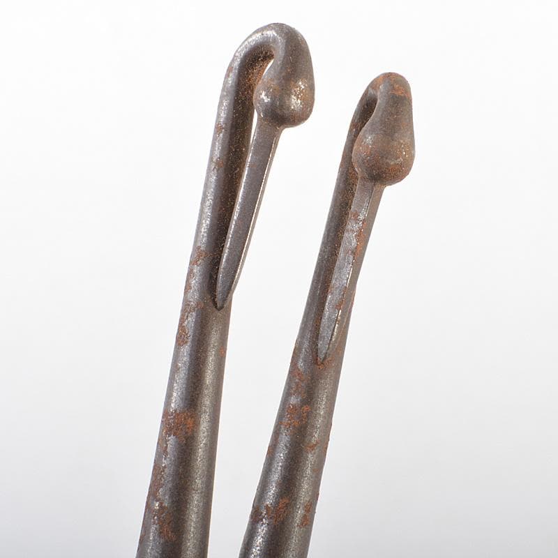 茶道具　古鉄　鶴頭火箸　時代箱付　V　R7389