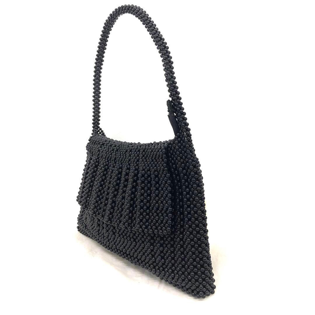 M05/031 黒珊瑚 ハンドバッグ ビーズバッグ パーティーバック ブラック